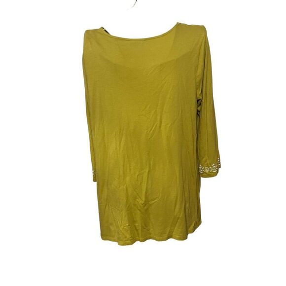 STUNNING J Jill blouse Womens Green Embroidered Long Sleeve V Neck Blouse Peasan - Picture 13 of 14